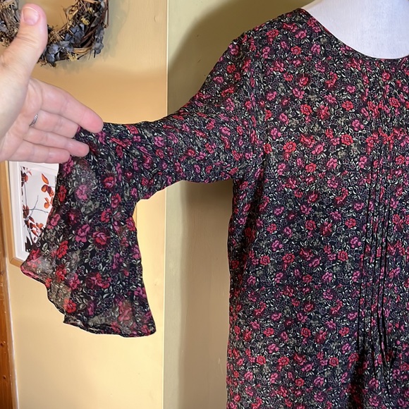 MAX STUDIO Size XL Dark Floral Romantic Dress Pintuck Floral Overlay $138 NEW - Picture 3 of 16